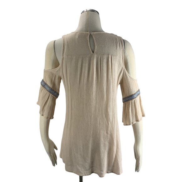 Soieublu Small S Boho Top Cold Shoulder Embroidery - Picture 3 of 5